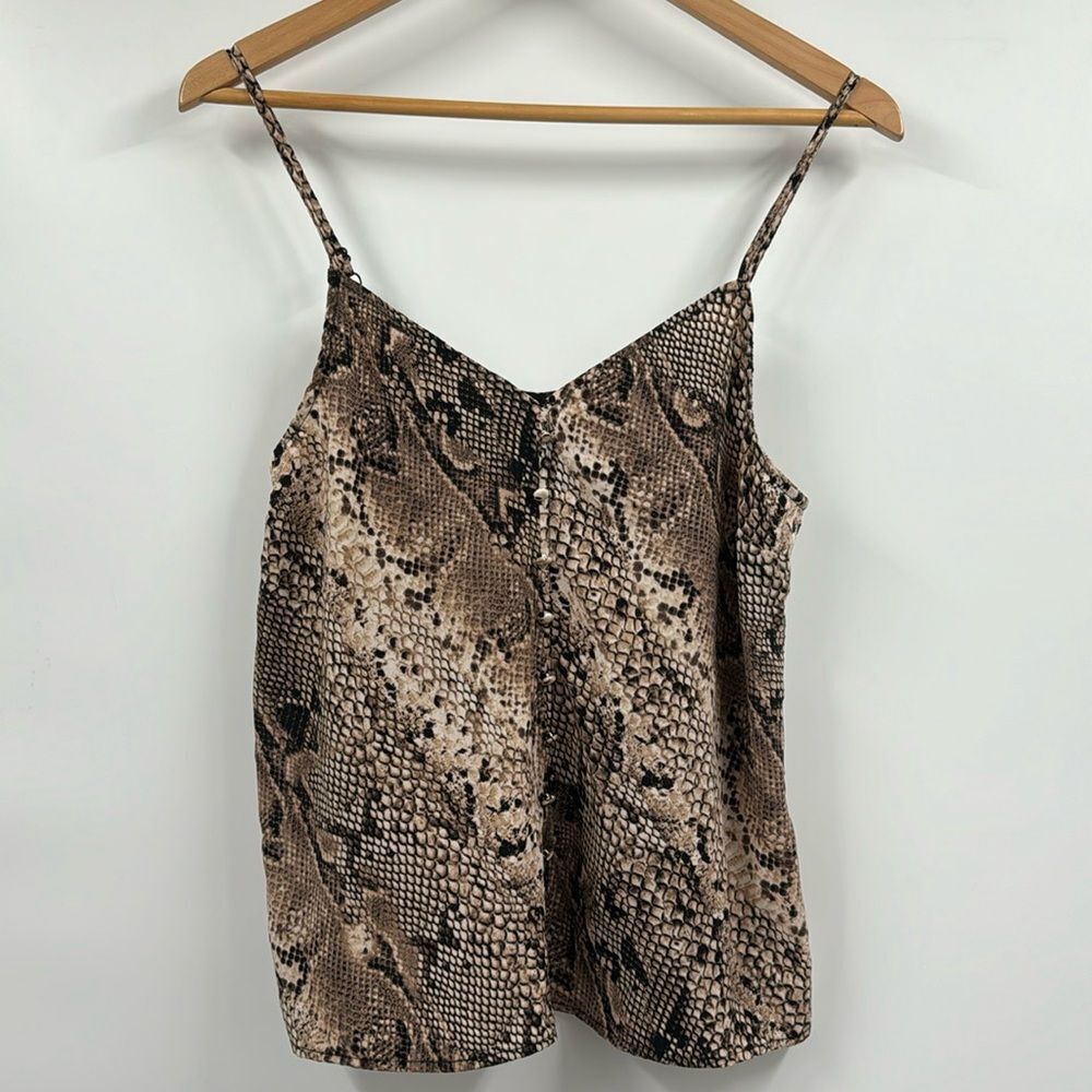 Sanctuary Cream and Tan Camisole Snake Print Top
